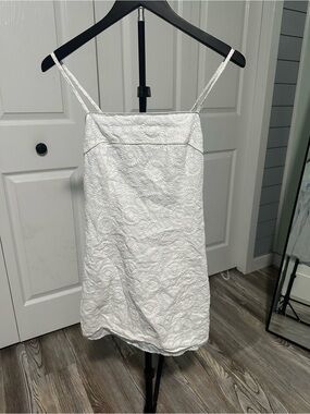 Lulu's White Mini Dress with Textured Floral Quilting